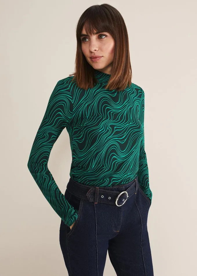 Phase Eight Macey High Neck Top Green Multi Women Tops and TShirts
