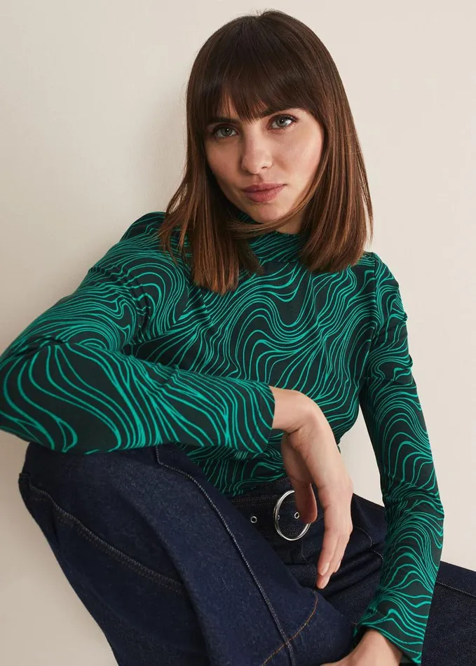 Phase Eight Macey High Neck Top Green Multi Women Tops and TShirts