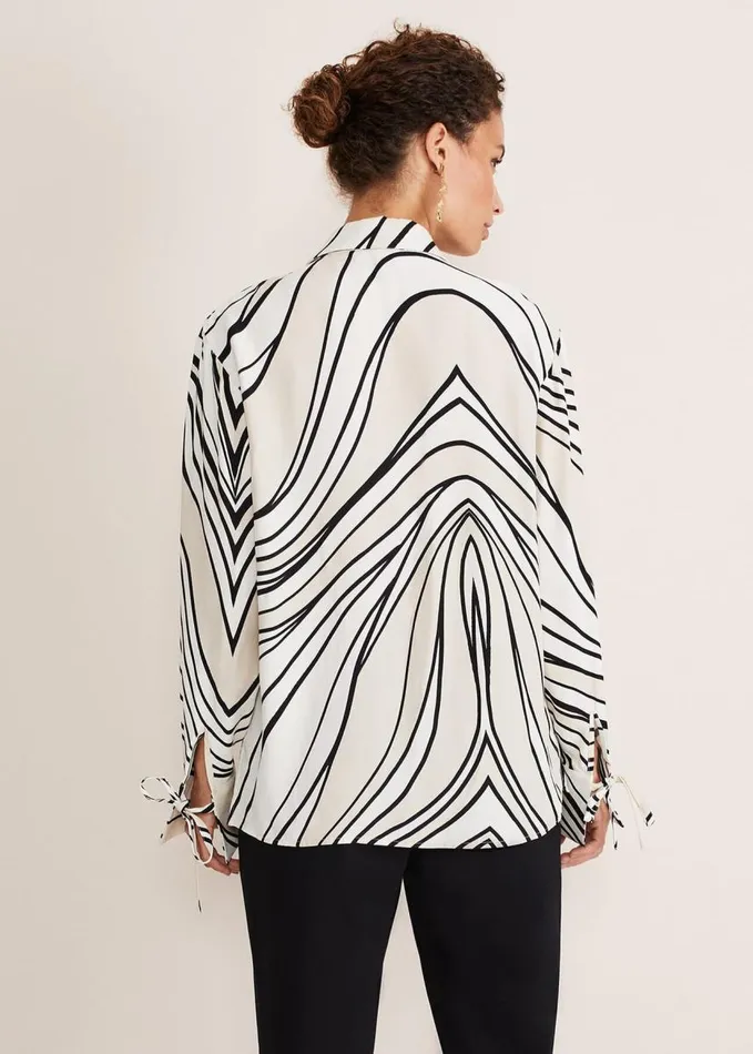 Phase Eight Macie Button Shirt Blackcream Women Shirts and Blouses
