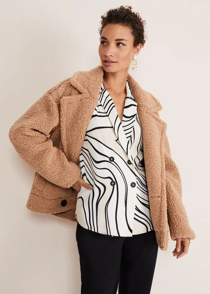 Phase Eight Macie Button Shirt Blackcream Women Shirts and Blouses