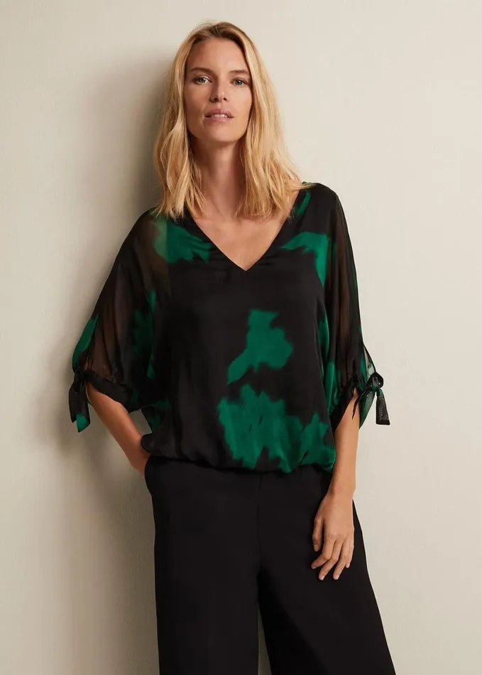 Phase Eight Madison Silk Blouse Green Women Shirts and Blouses