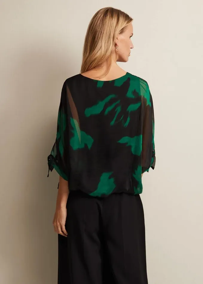 Phase Eight Madison Silk Blouse Green Women Shirts and Blouses