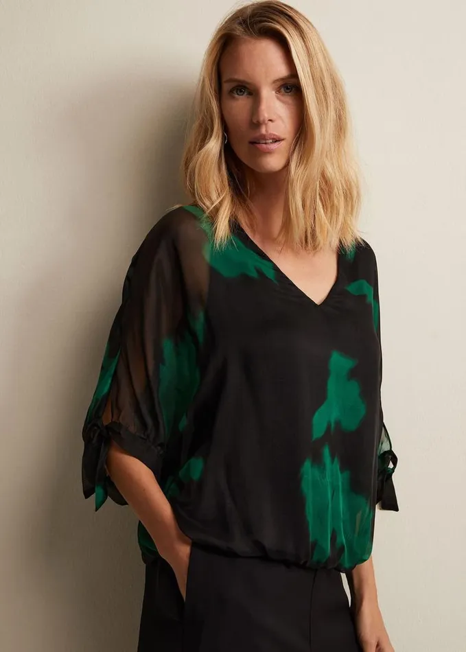 Phase Eight Madison Silk Blouse Green Women Shirts and Blouses