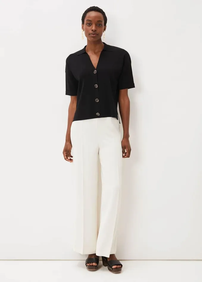 Phase Eight Mae Button Down Knit Black Women Knitwear