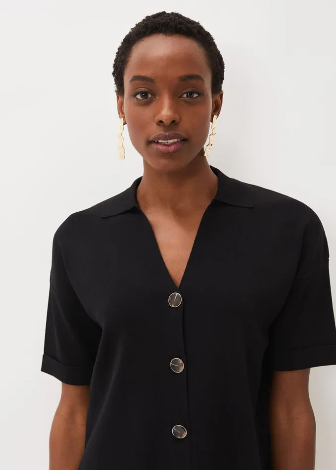 Phase Eight Mae Button Down Knit Black Women Knitwear