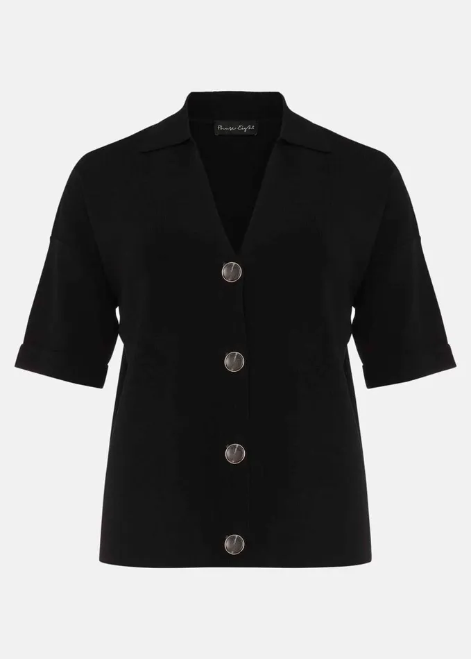 Phase Eight Mae Button Down Knit Black Women Knitwear