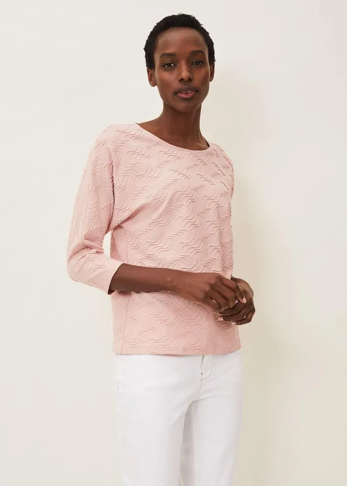 Phase Eight Maeva Textured Top Soft Pink Women Knitwear