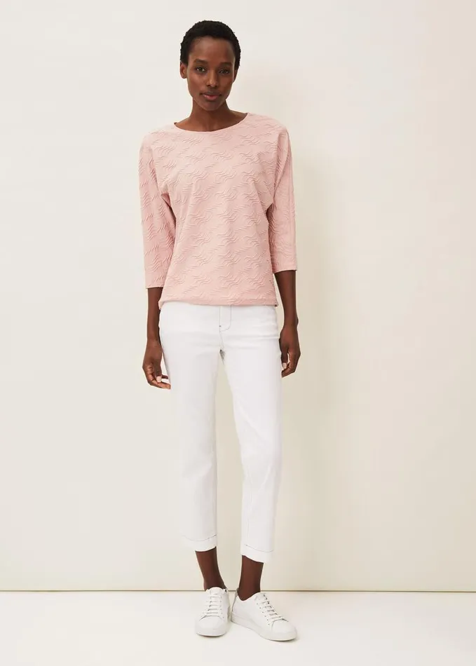 Phase Eight Maeva Textured Top Soft Pink Women Knitwear