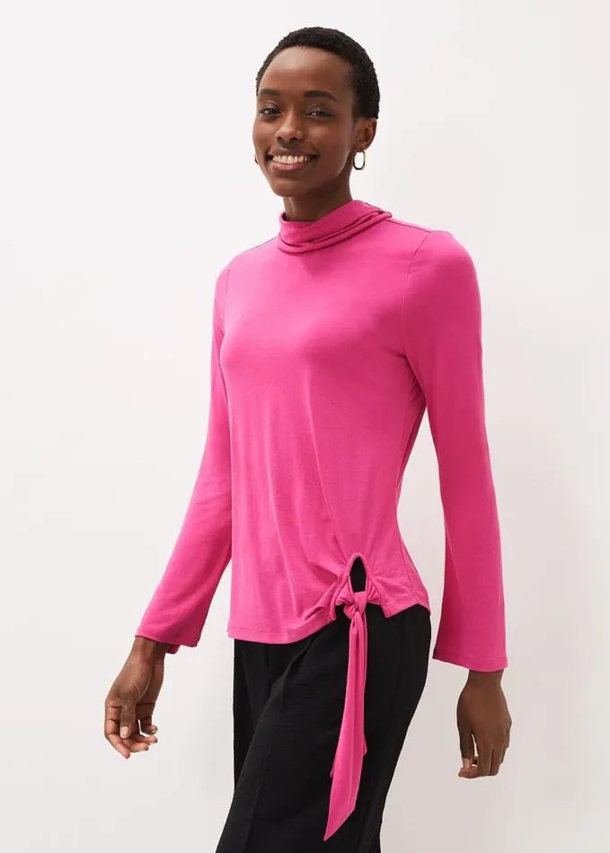 Phase Eight Maisie Cupro Tie Hem Top Hot Pink Women Tops and TShirts