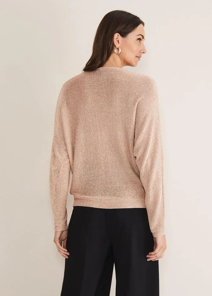 Phase Eight Malti Metallic Cowl Neck Knit Rose Gold Women Knitwear