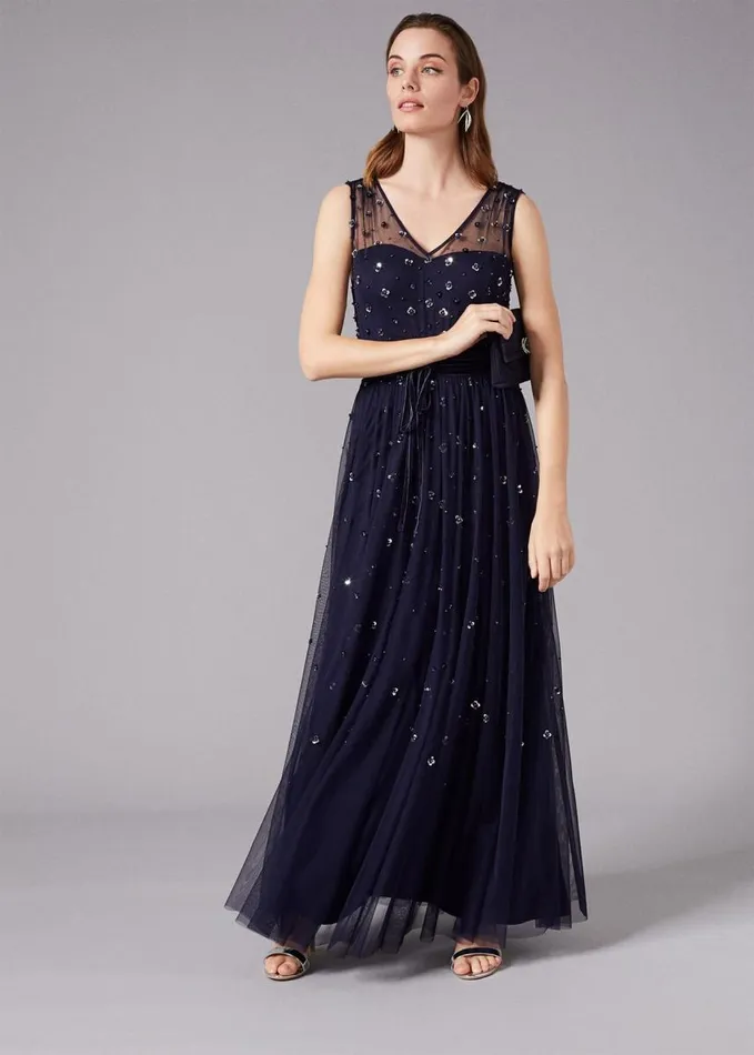 Phase Eight Marcia Sequin Tulle Dress Midnight Women Dresses