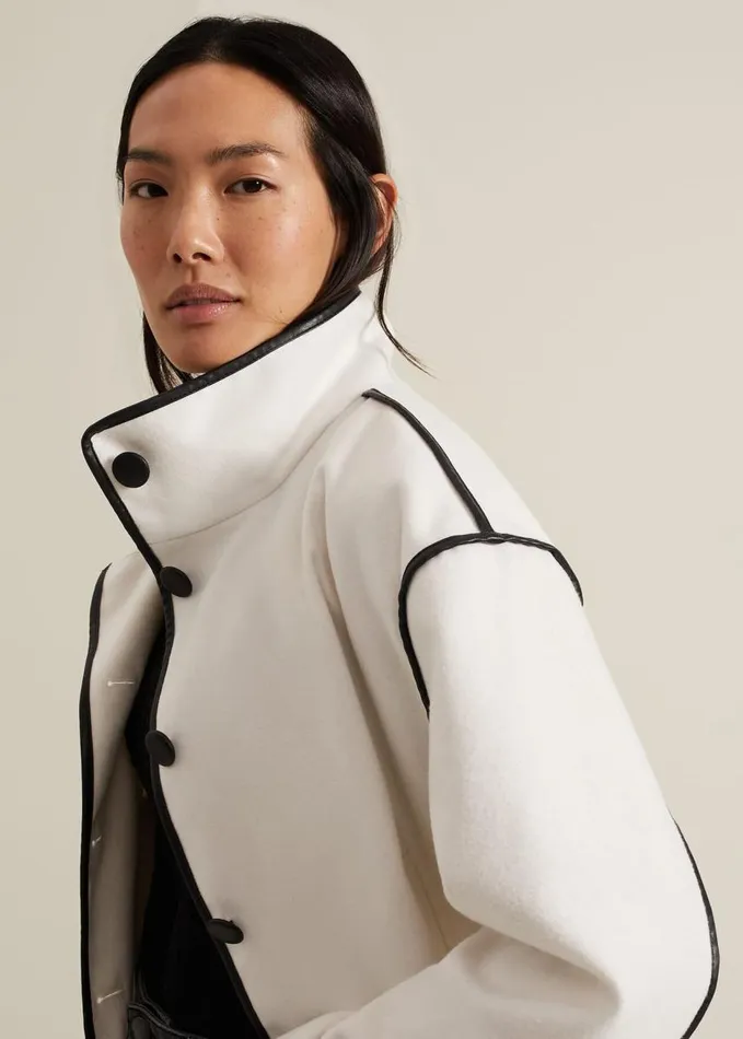 Phase Eight Marlow Tipped Edge Jacket Ivory Women Coats