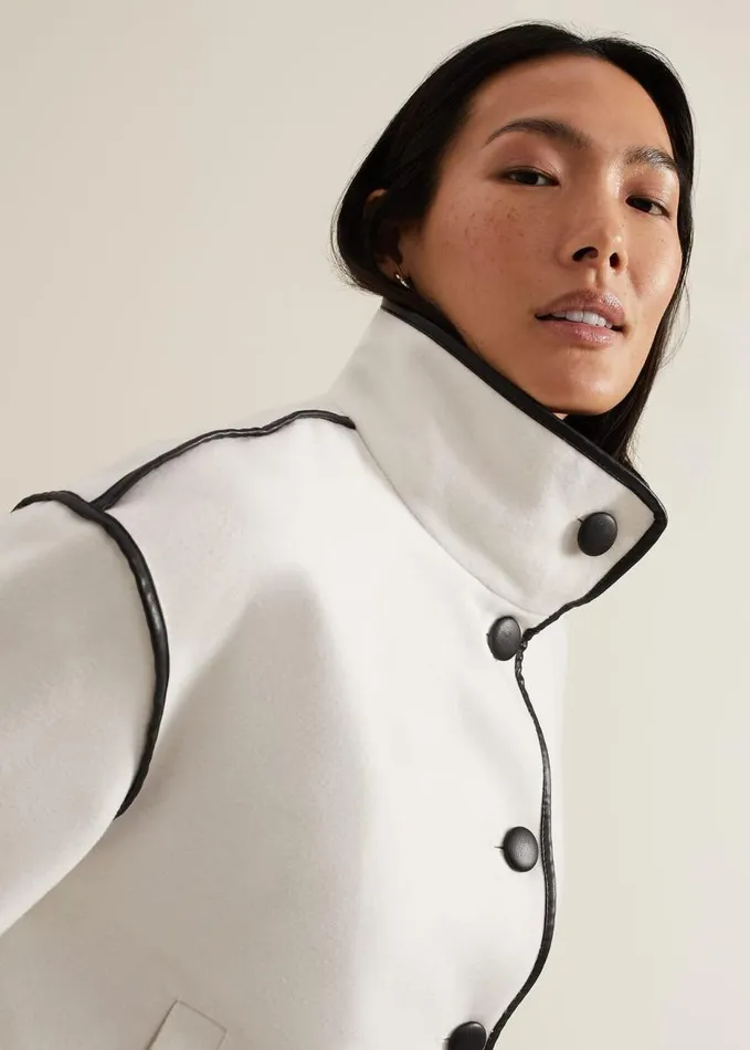 Phase Eight Marlow Tipped Edge Jacket Ivory Women Coats