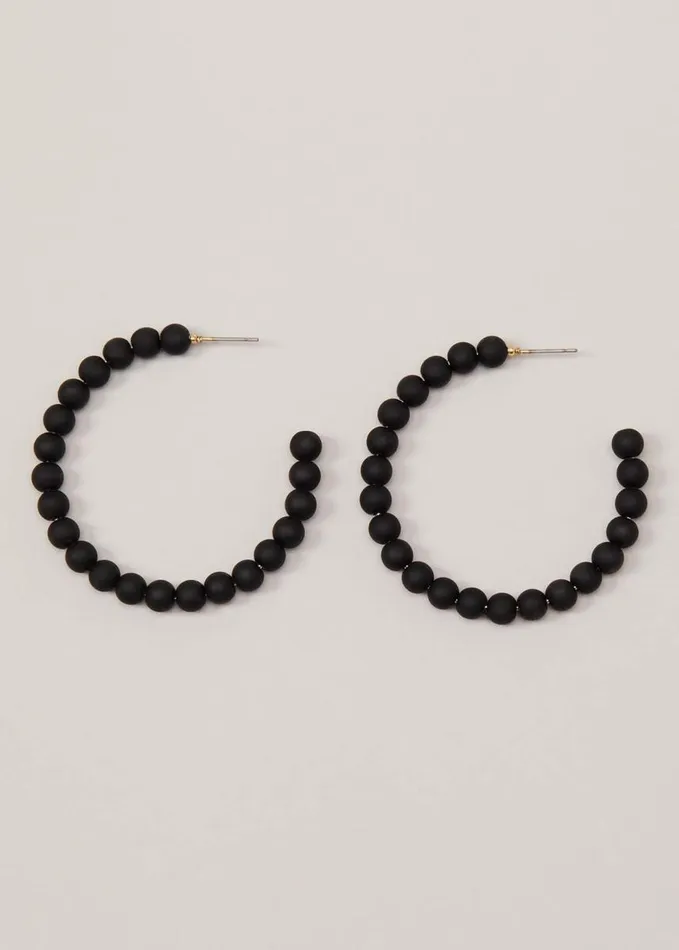 Phase Eight Matte Bead Hoop Earrings Black Women Jewellery