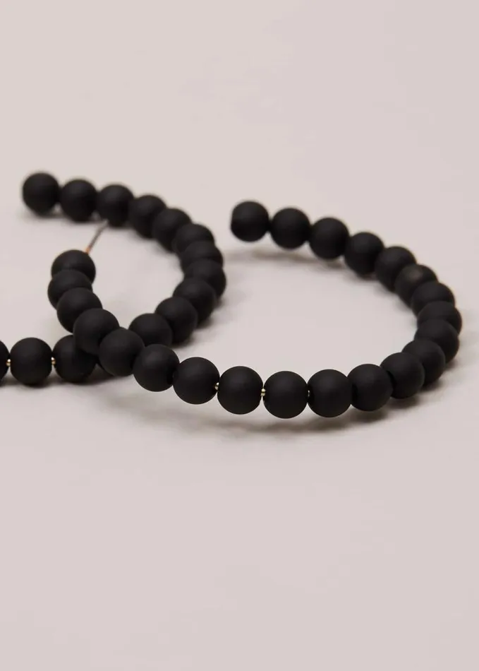 Phase Eight Matte Bead Hoop Earrings Black Women Jewellery