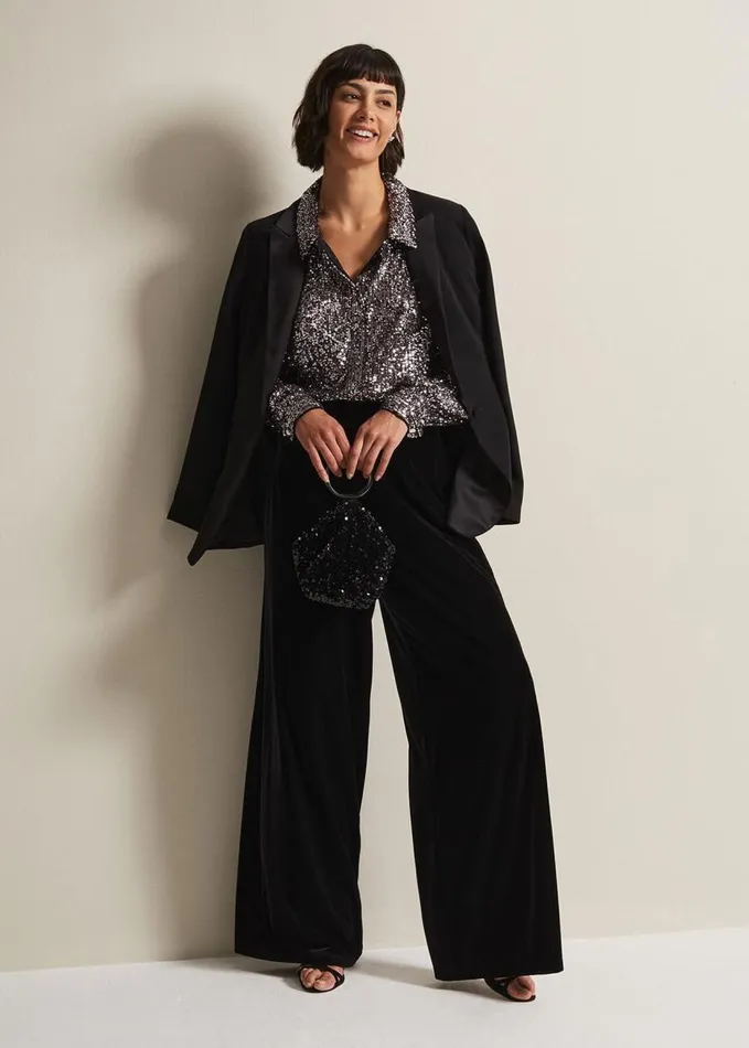 Phase Eight Medora Sequin Shirt Silver Women Shirts and Blouses