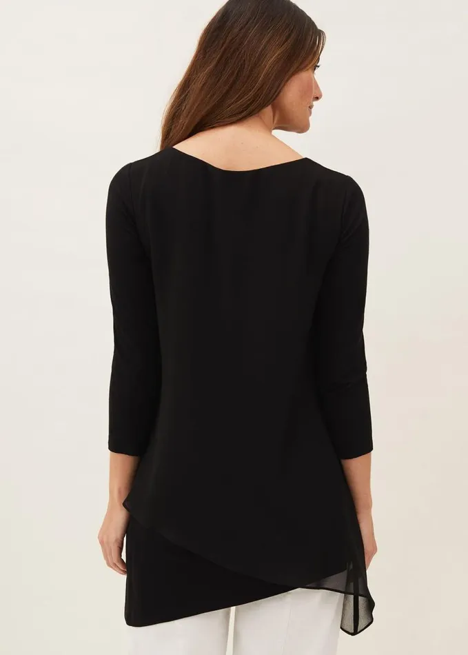 Phase Eight Mika Ruched Longline Top Black Women Tops and TShirts