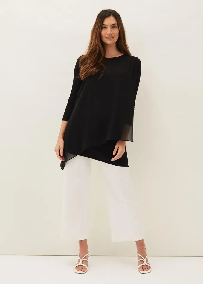Phase Eight Mika Ruched Longline Top Black Women Tops and TShirts