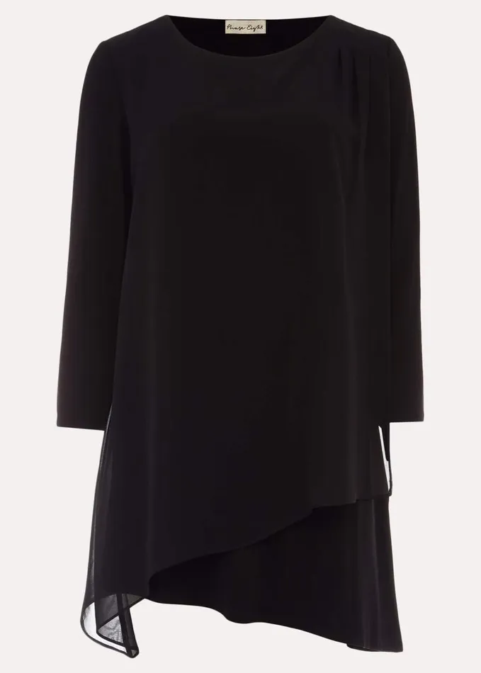 Phase Eight Mika Ruched Longline Top Black Women Tops and TShirts