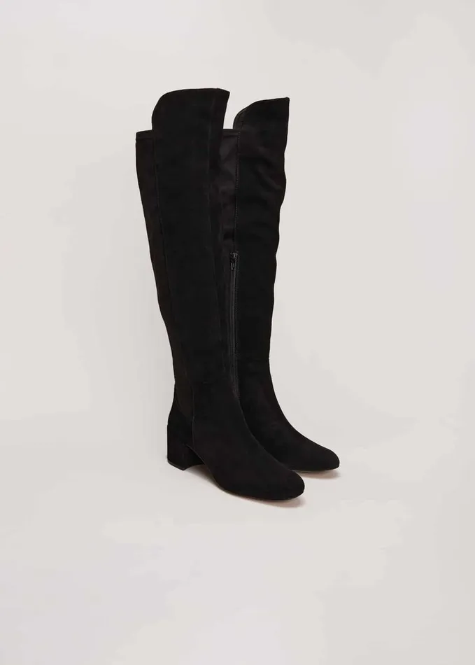 Phase Eight Milly Black Leather Knee High Boots Black Women Boots