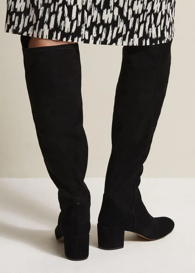 Phase Eight Milly Black Leather Knee High Boots Black Women Boots