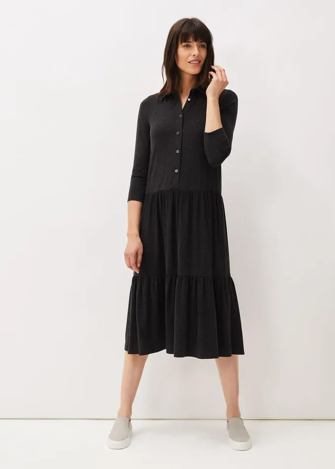 Phase Eight Mina Snuggle Midi Dress Charcoal Women Dresses