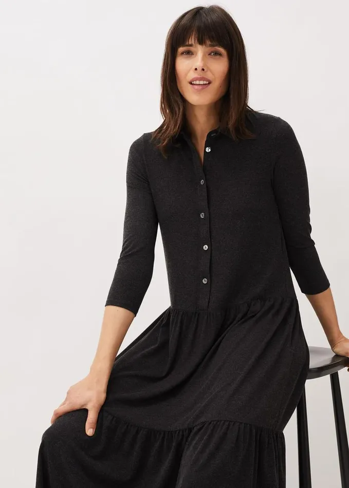 Phase Eight Mina Snuggle Midi Dress Charcoal Women Dresses