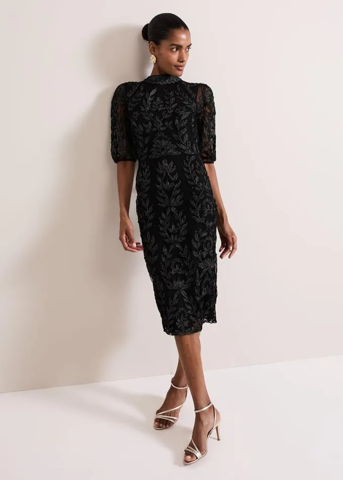 Phase Eight Misha Tapework Shimmer Dress Black Women Dresses