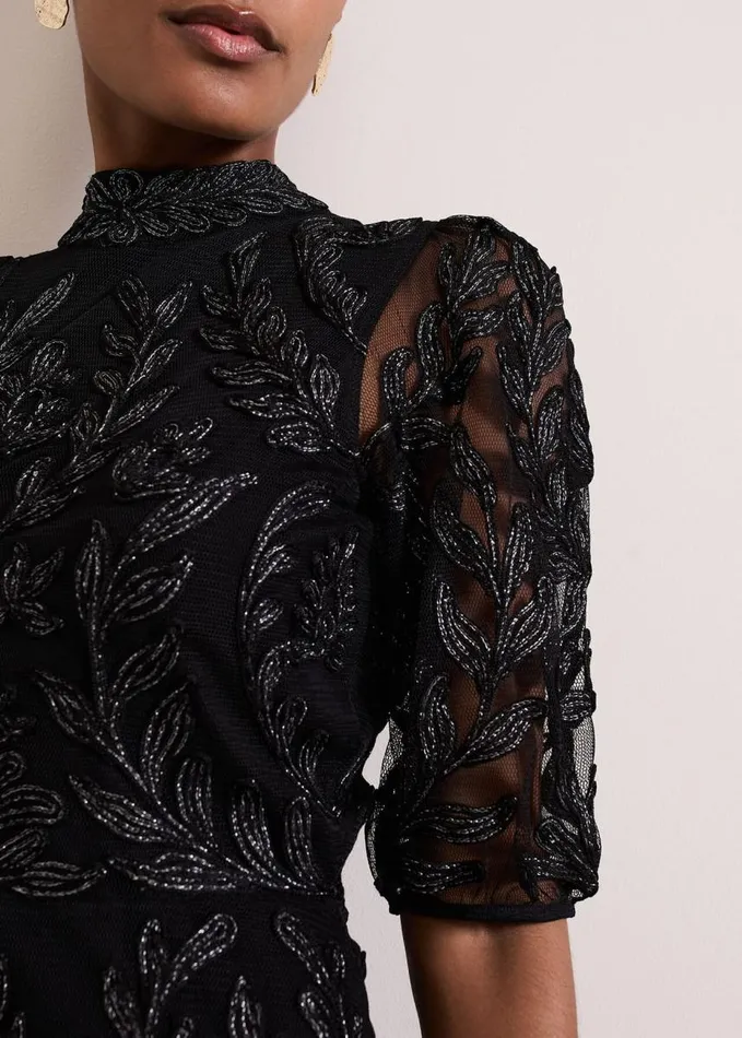 Phase Eight Misha Tapework Shimmer Dress Black Women Dresses