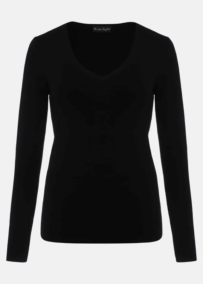 Phase Eight Molla V Neck Knit Black Women Knitwear