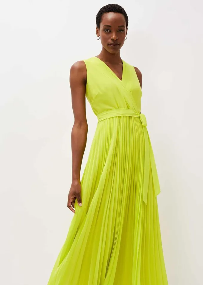Phase Eight Molly Chiffon Maxi Dress Lime Women Dresses
