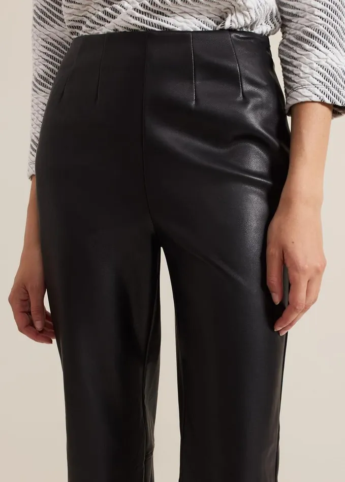 Phase Eight Mya Black Pu Crop Trousers Black Women Trousers