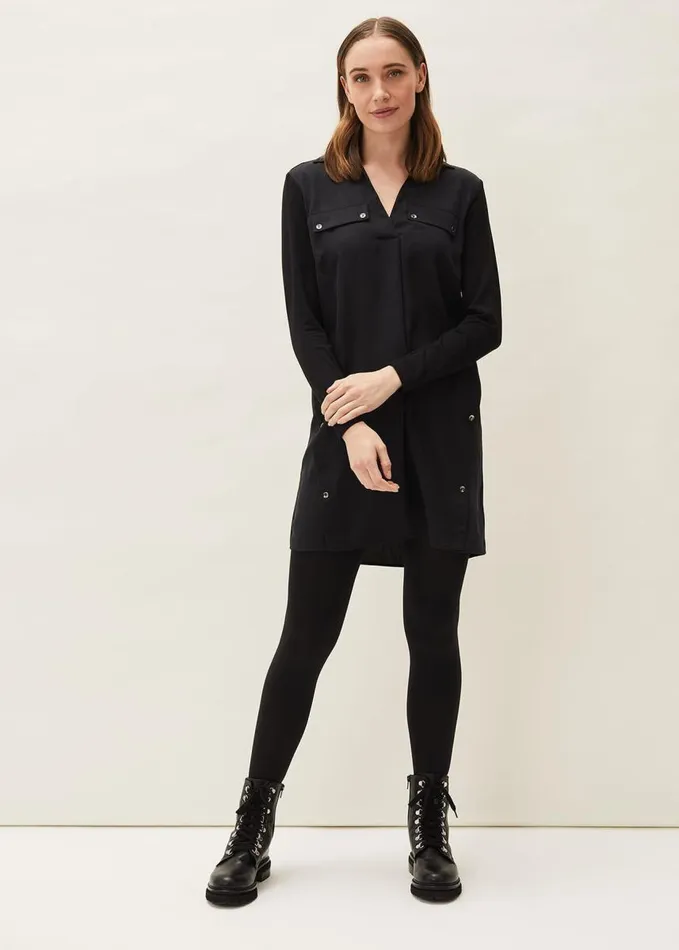 Phase Eight Neave Button Tunic Black Women Shirts and Blouses