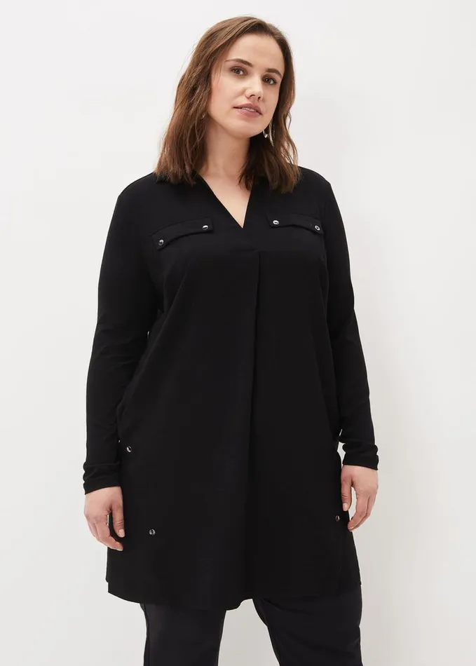 Phase Eight Neave Button Tunic Black Women Shirts and Blouses