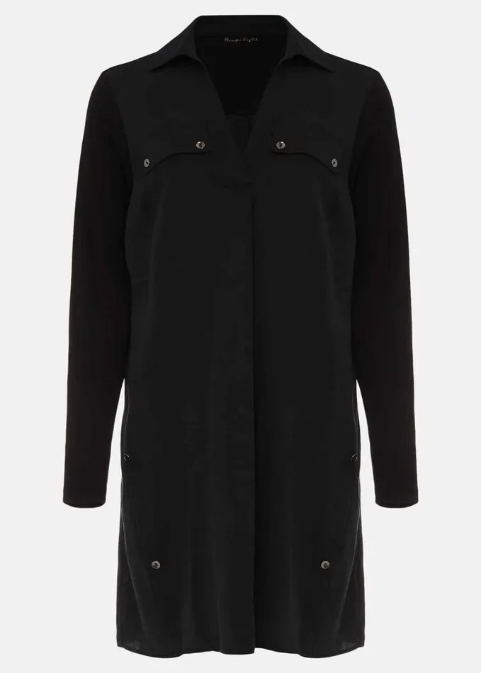 Phase Eight Neave Button Tunic Black Women Shirts and Blouses