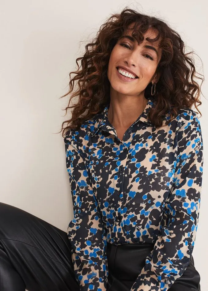 Phase Eight Nell Floral Shirt Blue Multi Women Shirts and Blouses