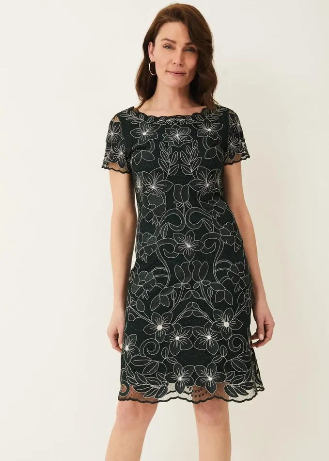 Phase Eight Nessa Embroidered Dress Pinepearl Women Dresses