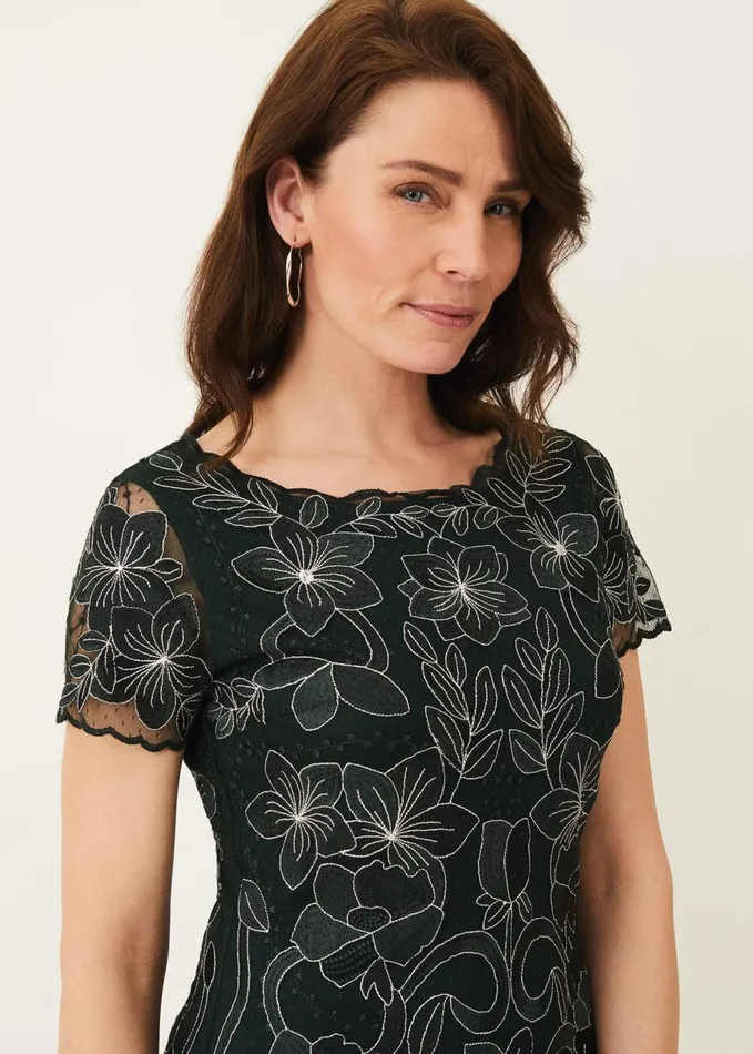 Phase Eight Nessa Embroidered Dress Pinepearl Women Dresses