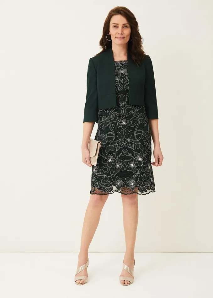 Phase Eight Nessa Embroidered Dress Pinepearl Women Dresses