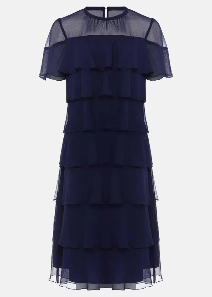 Phase Eight Nika Tiered Shift Dress Navy Women Dresses