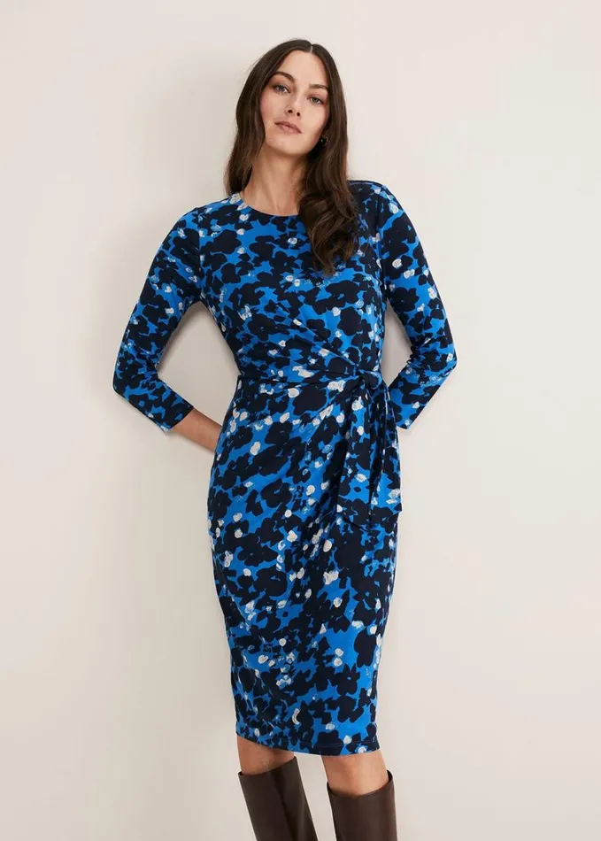 Phase Eight Niya Floral Midi Dress Blue Multi Women Dresses
