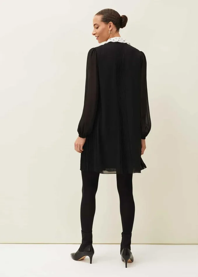 Phase Eight Norah Collar Detail Swing Dress Black Women Dresses