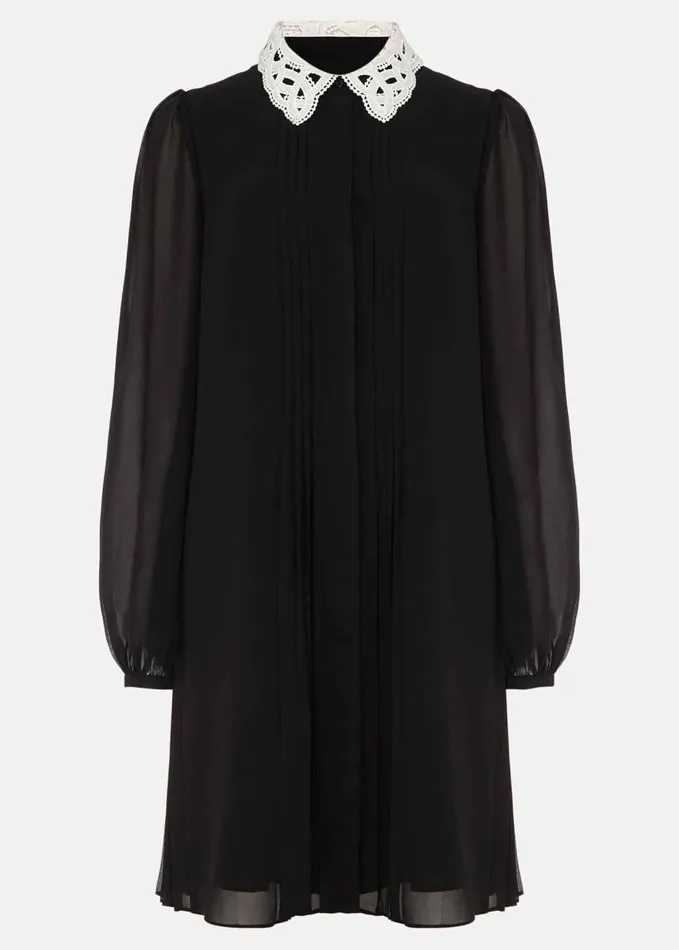 Phase Eight Norah Collar Detail Swing Dress Black Women Dresses