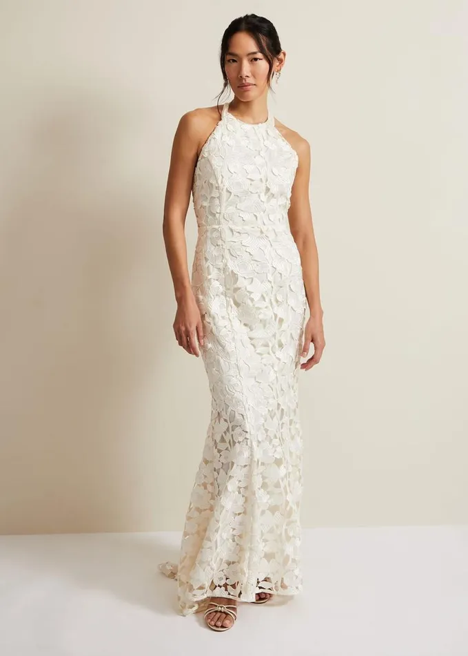 Phase Eight Olivia Bridal Lace Maxi Dress Ivory Women Dresses