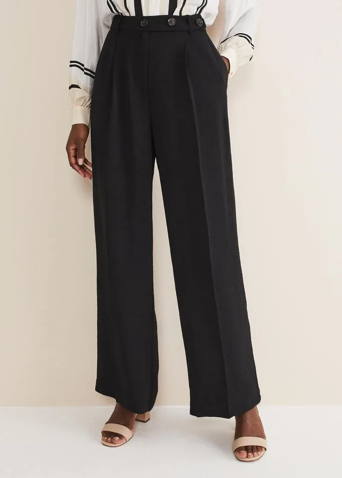 Phase Eight Opal Wide Leg Trousers Black Women Trousers