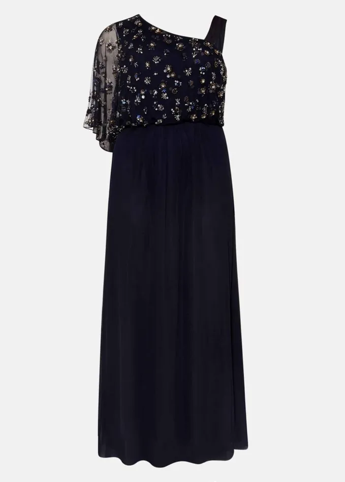 Phase Eight Orianne One Shoulder Tulle Dress Navy Women Dresses