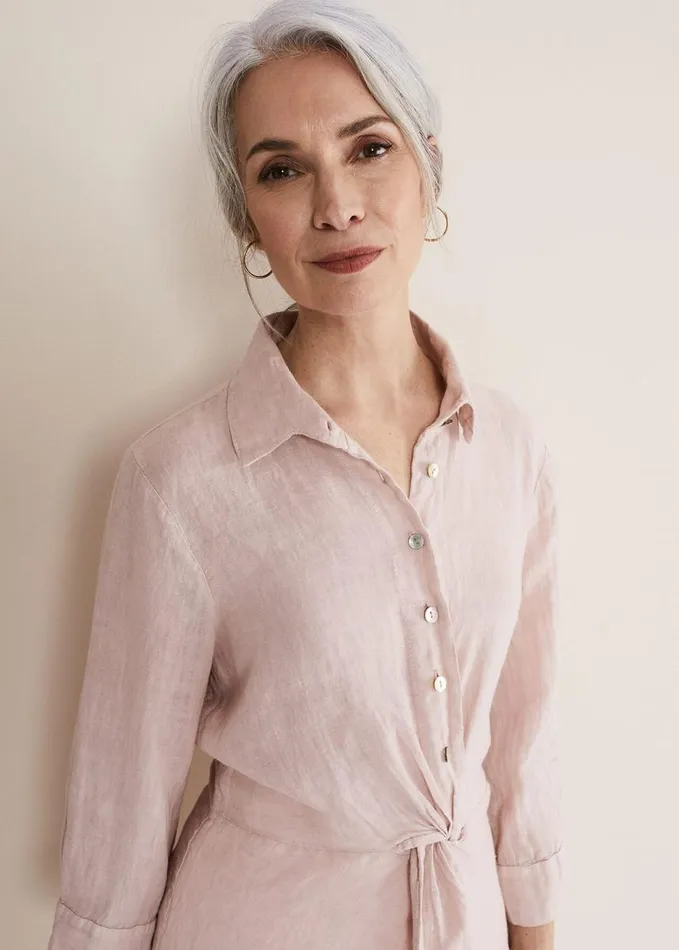 Phase Eight Ottely Twist Front Blouse Soft Pink Women Shirts and Blouses