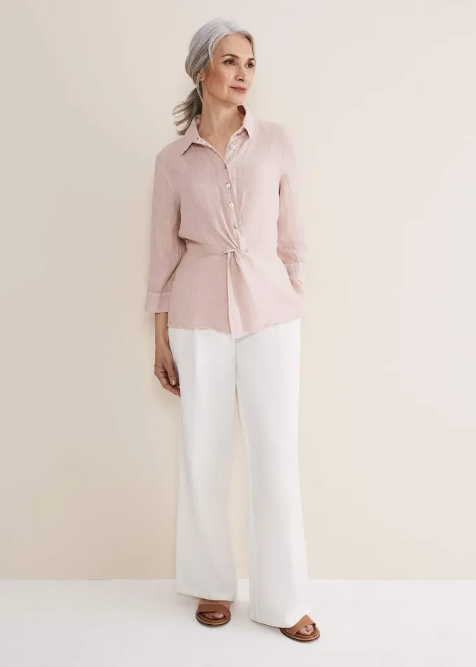 Phase Eight Ottely Twist Front Blouse Soft Pink Women Shirts and Blouses