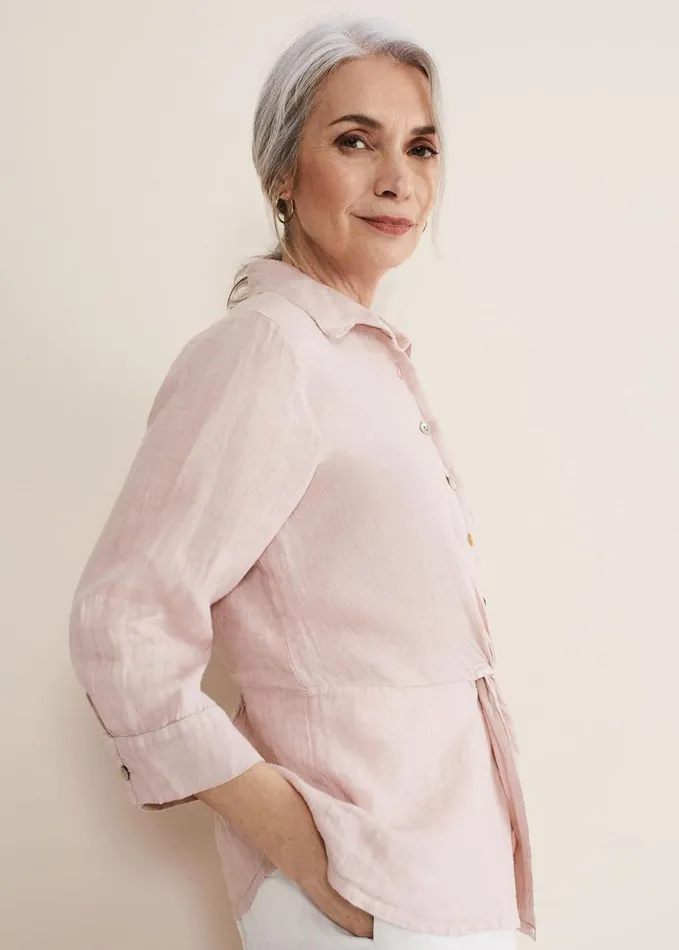 Phase Eight Ottely Twist Front Blouse Soft Pink Women Shirts and Blouses