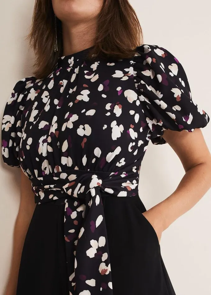 Phase Eight Paulina Puff Sleeve Animal Jumpsuit Blackmulti Women Dresses